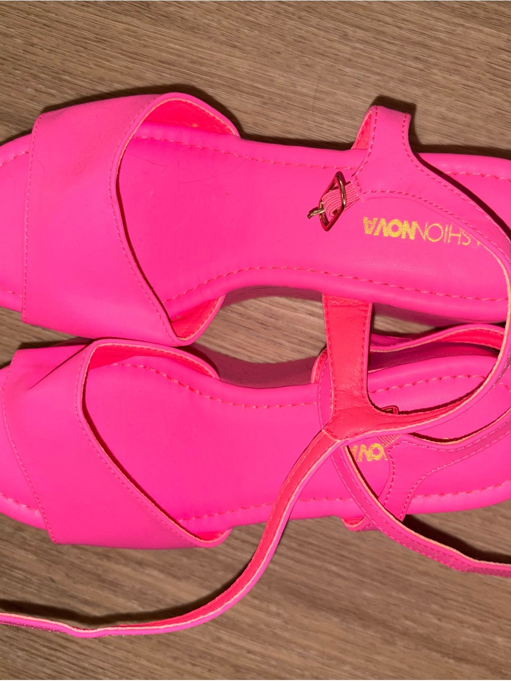 Fashion Nova Women's Neon Pink Strappy Platform Sandals